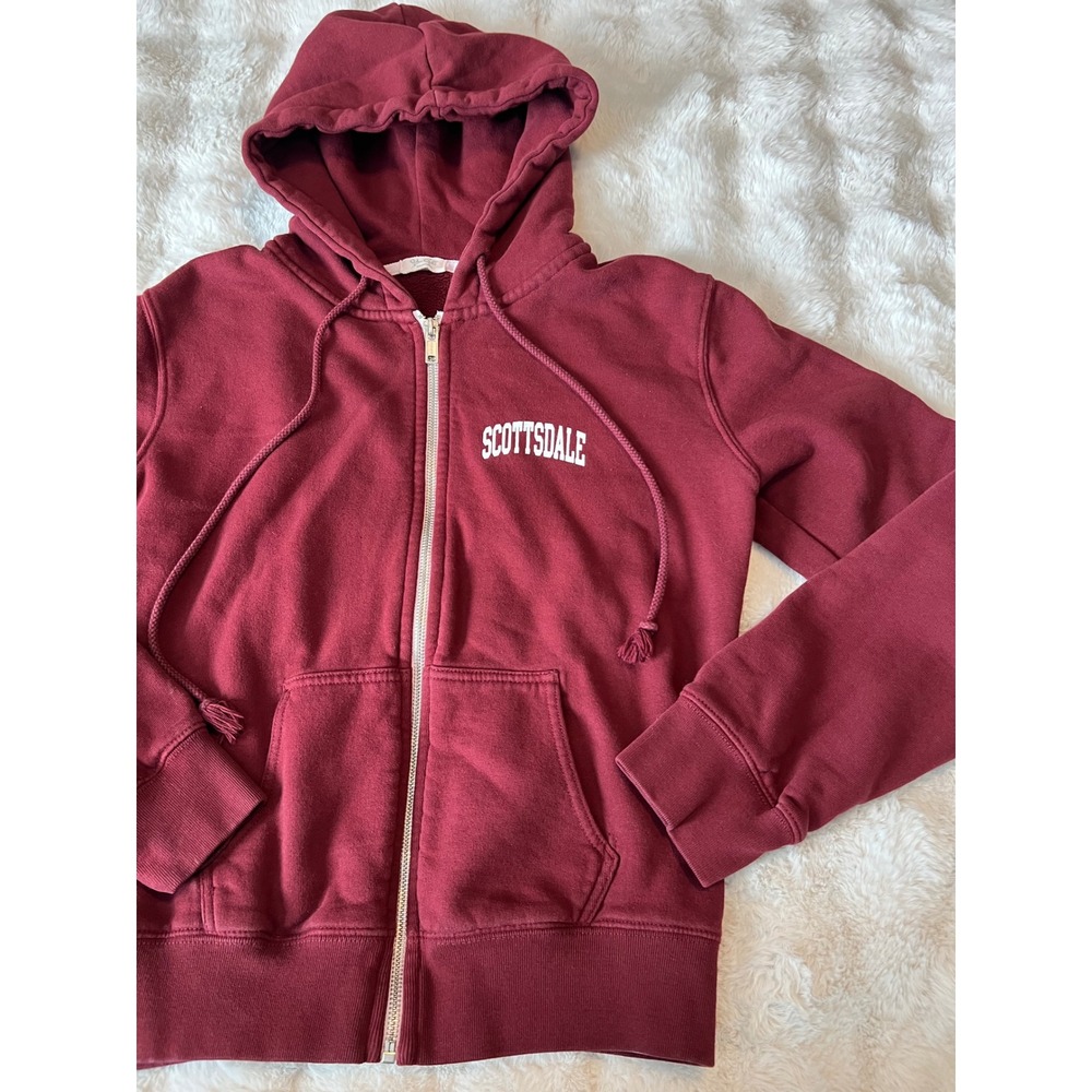 Brandy Melville John Gault Womens Burgundy Zip Up Womens‎ 100 Cotton Hoodie